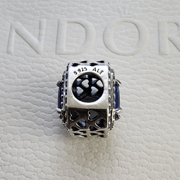 Pandora Blue Sparkling Levelled Rectangular Charm - Picture 8 of 12